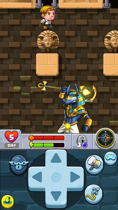 Câmara subterrânea com blocos e armadilhas em Diamond Quest 2: Lost Temple