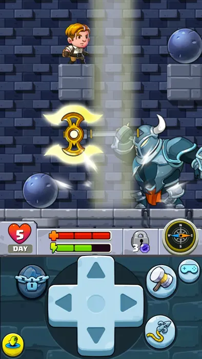 Personagem a recolher pedras numa câmara de Diamond Quest 2: Lost Temple