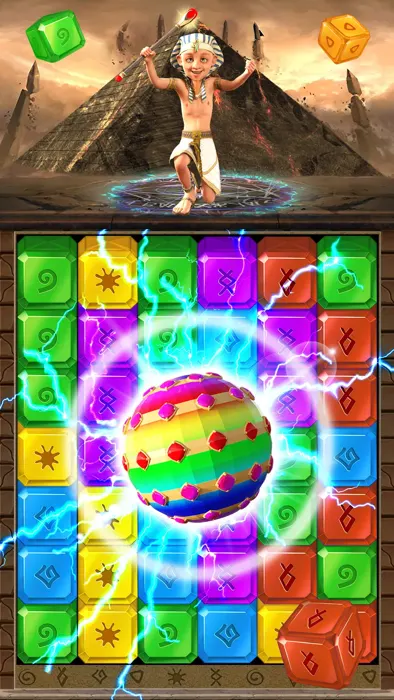 Tabuleiro de blocos coloridos em Gems Blast: Ancient Temple