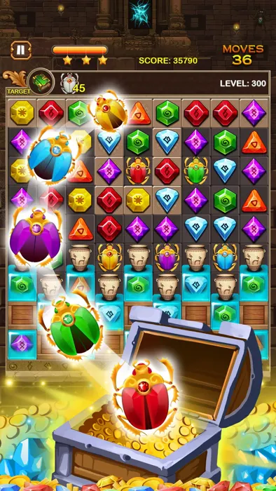 Nível com obstáculos fixos em Jewel Ancient Pyramid Treasure